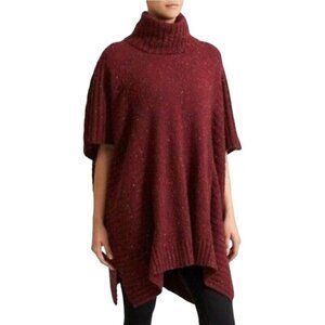 Athleta Passage Donegal Poncho Wool Blend Chianti Donegal Size S/M